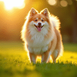 Chien Spitz fier dans un parc ensoleille