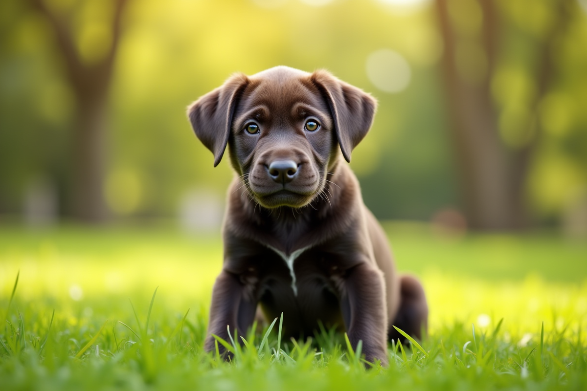 Chiot Cane Corso joueur dans un parc ensoleille
