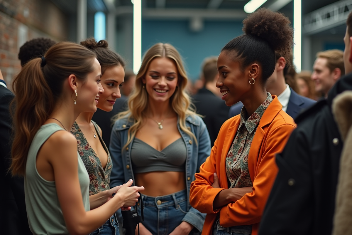 Modèles et designers en coulisses lors d un défilé