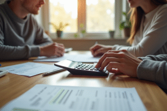 Jeune couple avec conseiller immobilier et papiers