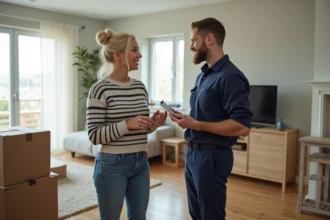 Femme discutant avec une travailleuse à domicile dans un appartement lumineux