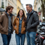 Groupe d'adultes souriants avec motos à Dax