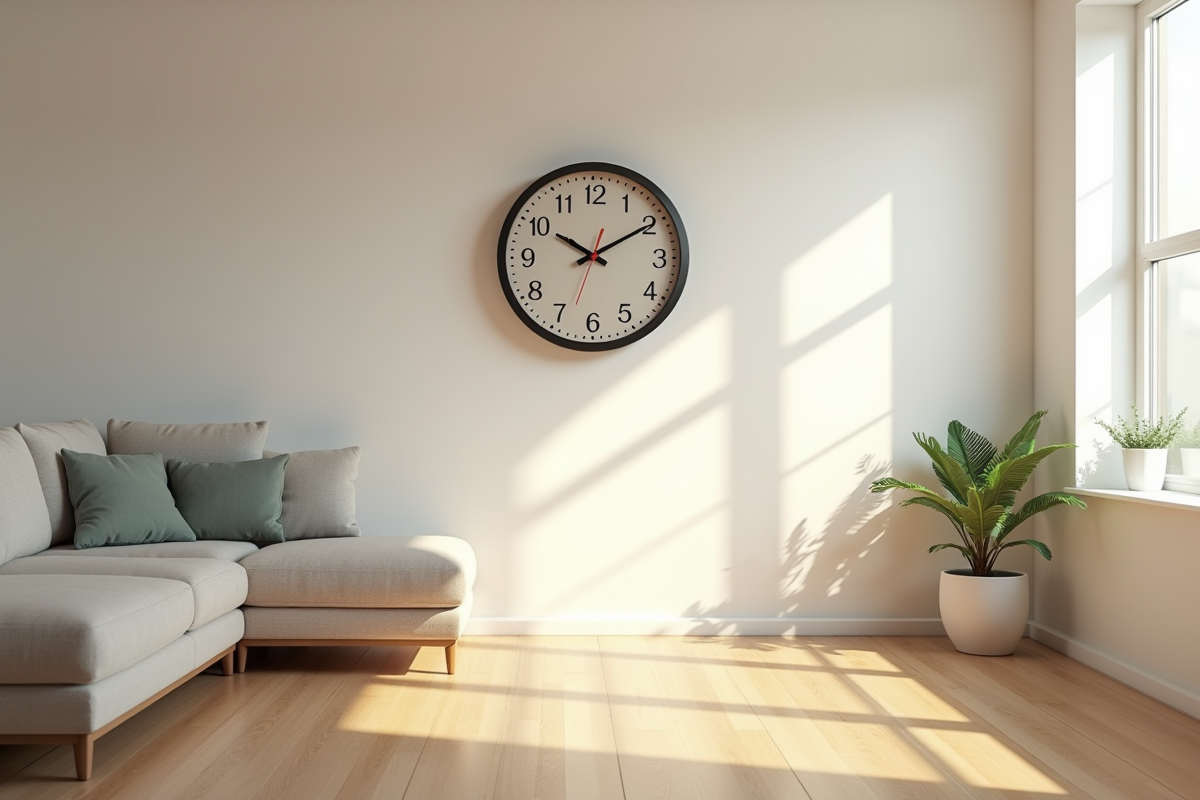 Horloge vintage dans une pièce lumineuse symbolisant le passage du temps