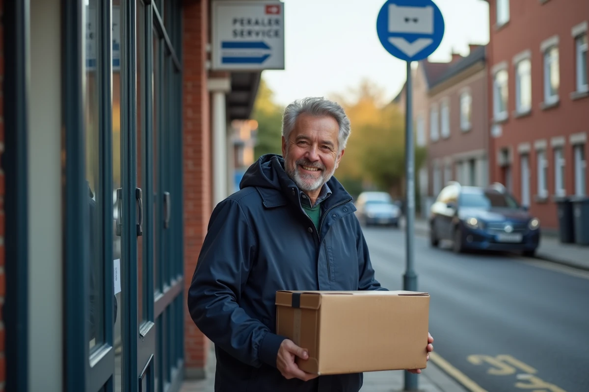 Homme souriant sortant d